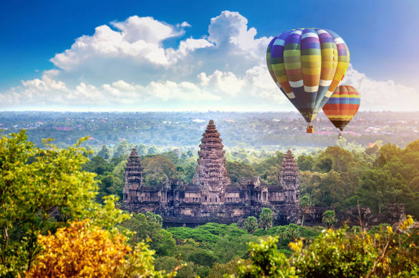 istock Angkor Wat Temple with balloon, Siem reap. 654174554