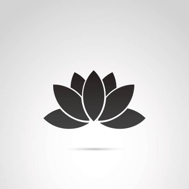 ikona wektora lotus. - white background relaxation black flower stock illustrations