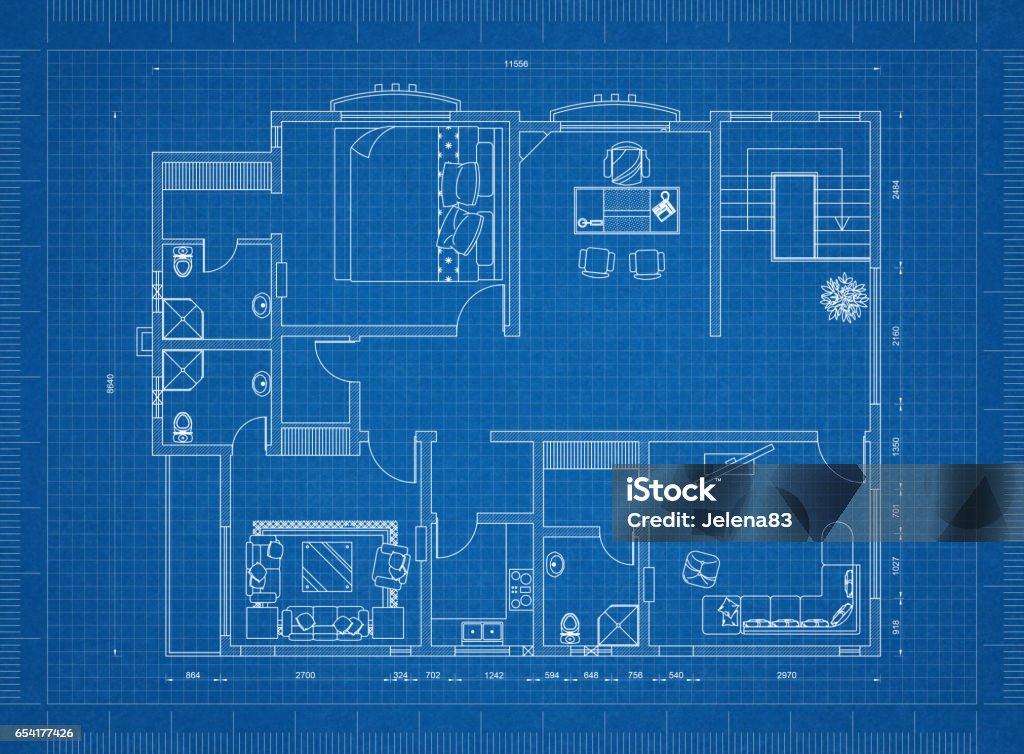 Apartment blueprint Blueprint Stock Photo