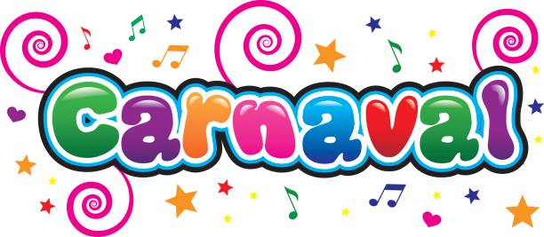 Carnaval in bright font Carnaval in bright, fun and bubble writing portugues stock illustrations