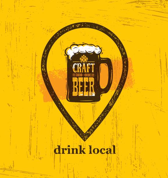 stockillustraties, clipart, cartoons en iconen met drink de lokale ambachtelijke bier creatieve banner concept op ruwe achtergrond. drank vector ontwerpelement - stamp vector