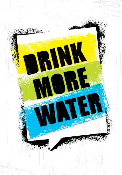 Drink More Water. Healthy Nutrition Motivation Quote Concept On Rough Wall Background. Drink More Water. Healthy Nutrition Motivation Quote Concept On Rough Wall Background gym borders stock illustrations