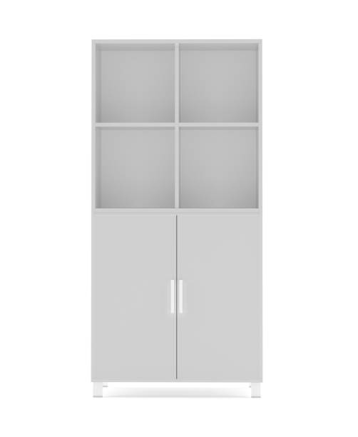 istock Office cabinet with open shelves isolated on white background 654181752