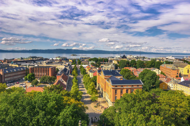 istock July 28, 2015: Panorama of Trondheim from NIdaros Cathedral, Norway 654185276