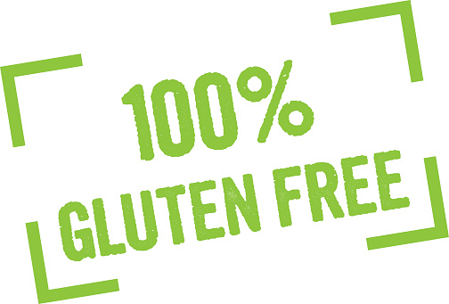 100 percent gluten free stamp in green.