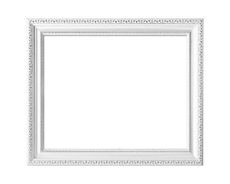 White blank picture frame isolated on white background.