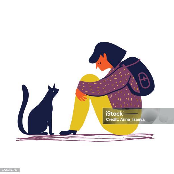 Sad Girl Stock Illustration - Download Image Now - Child, Sadness, Childhood