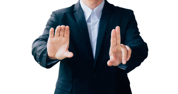 istock business man show hand sign, digital online concept 654209928