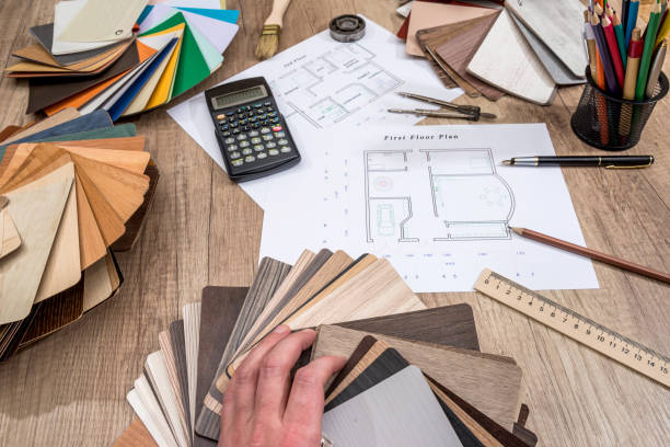 istock scheme plan house with a palette of colors and tools 654228474