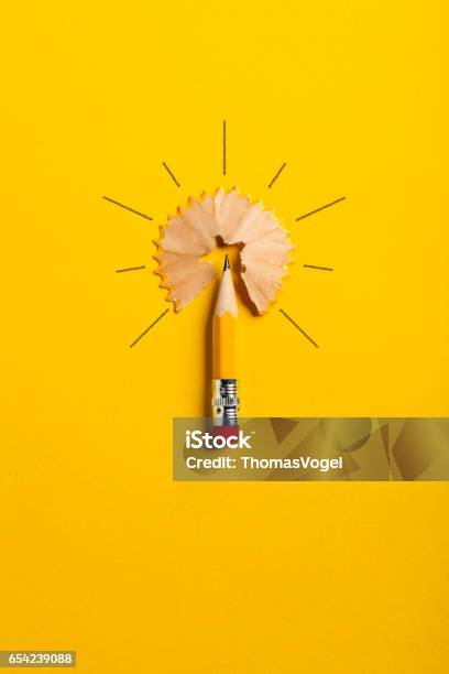 Pencil Light Bulb Stock Photo - Download Image Now - Creativity, Pencil, Light Bulb
