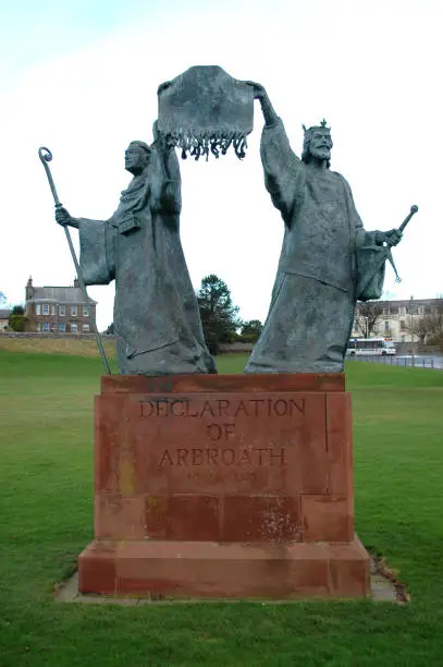 King William and Abbot Bernard holding up the declaration of Arbroath.