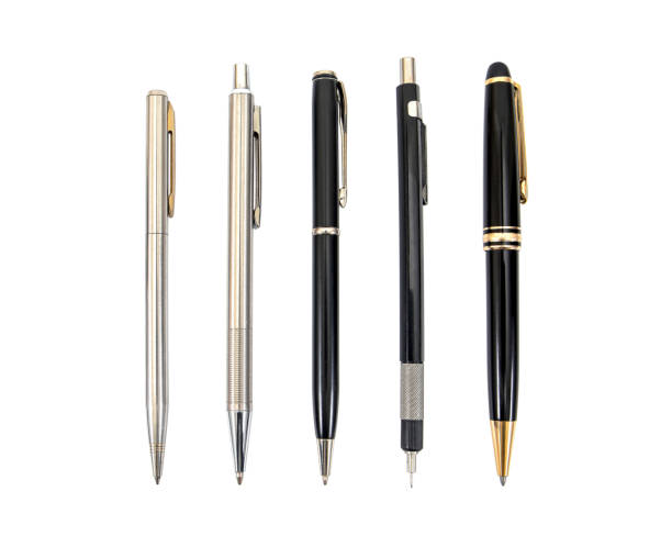 istock Set of pens isolated on white background 654244212