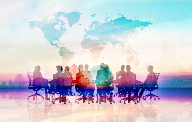 istock World Management Team in office silhouette 654249554