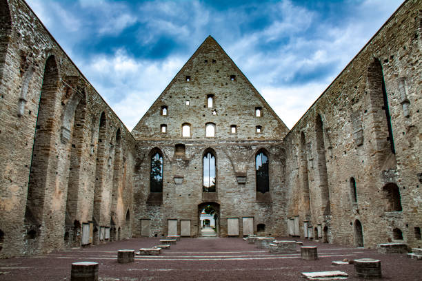 antico convento in rovina di santa brigitta nella regione di pirita, tallinn, estonia - estonia tallinn old ruin ruined foto e immagini stock