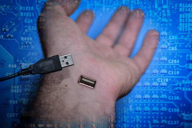 Disconnect, unplug - concept pict about getting free from technologies and modern life links, human hand unplugged from a usb plug