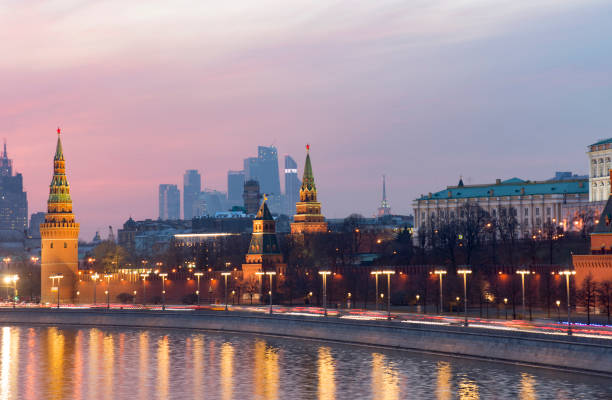 istock Amazing sunset over Moscow, Russia 654256108