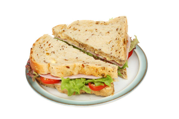 istock Ham salad sandwich on a plate 654259896