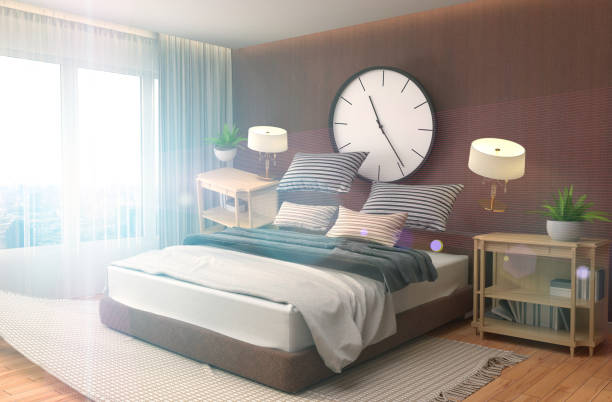 istock Zero Gravity furniture hovering in living room. 3D Illustration 654265130