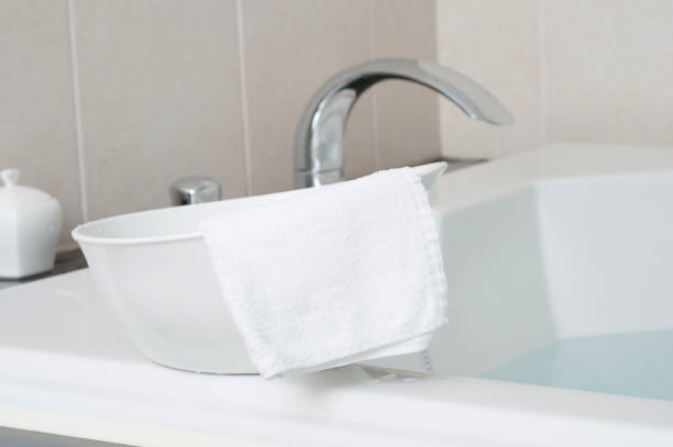 istock Hot water bath with bath tub 654268930