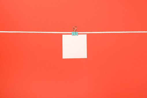 String Note Board Blank Paper Note On The String Over Colored Background Stock Photo ...