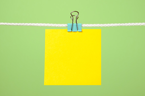 Stationery String Note Blank Paper Note On The String Over Colored Background Stock Photo ...