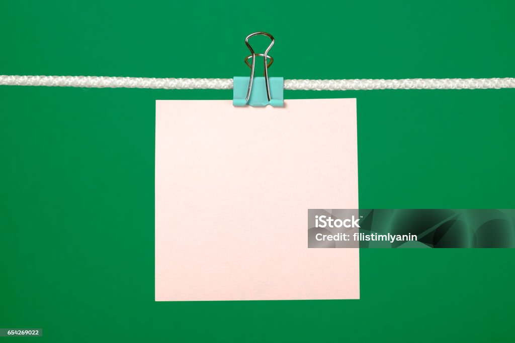String Note Board Blank Paper Note On The String Over Colored Background Stock Photo ...