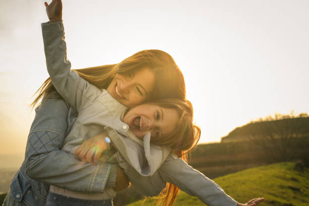 istock Mother with daughter outdoor. 654269382