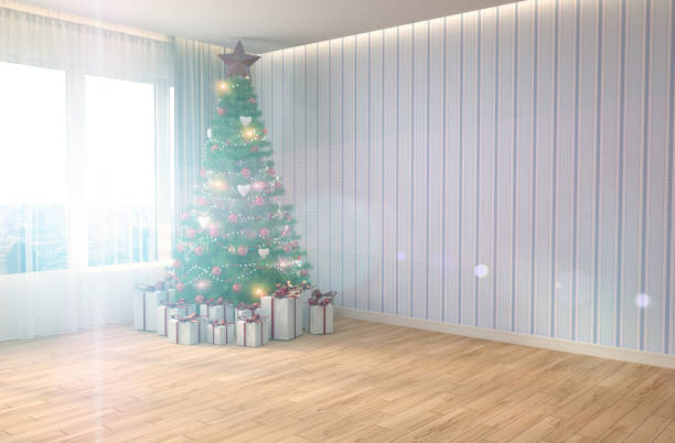 istock Christmas tree with decorations in the living room. 3d illustrat 654269762