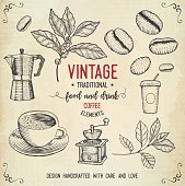 istock Vintage coffee icons 654270612