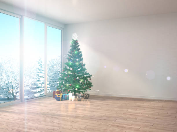 istock Christmas tree with decorations in the living room. 3d illustrat 654280666