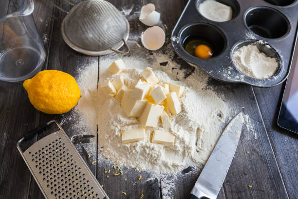 istock Ingredients for the dough and baking. The process of making cakes for a cake Napoleon 654283392