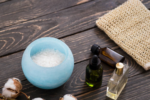 istock Organic spa cosmetic on stone background 654284880