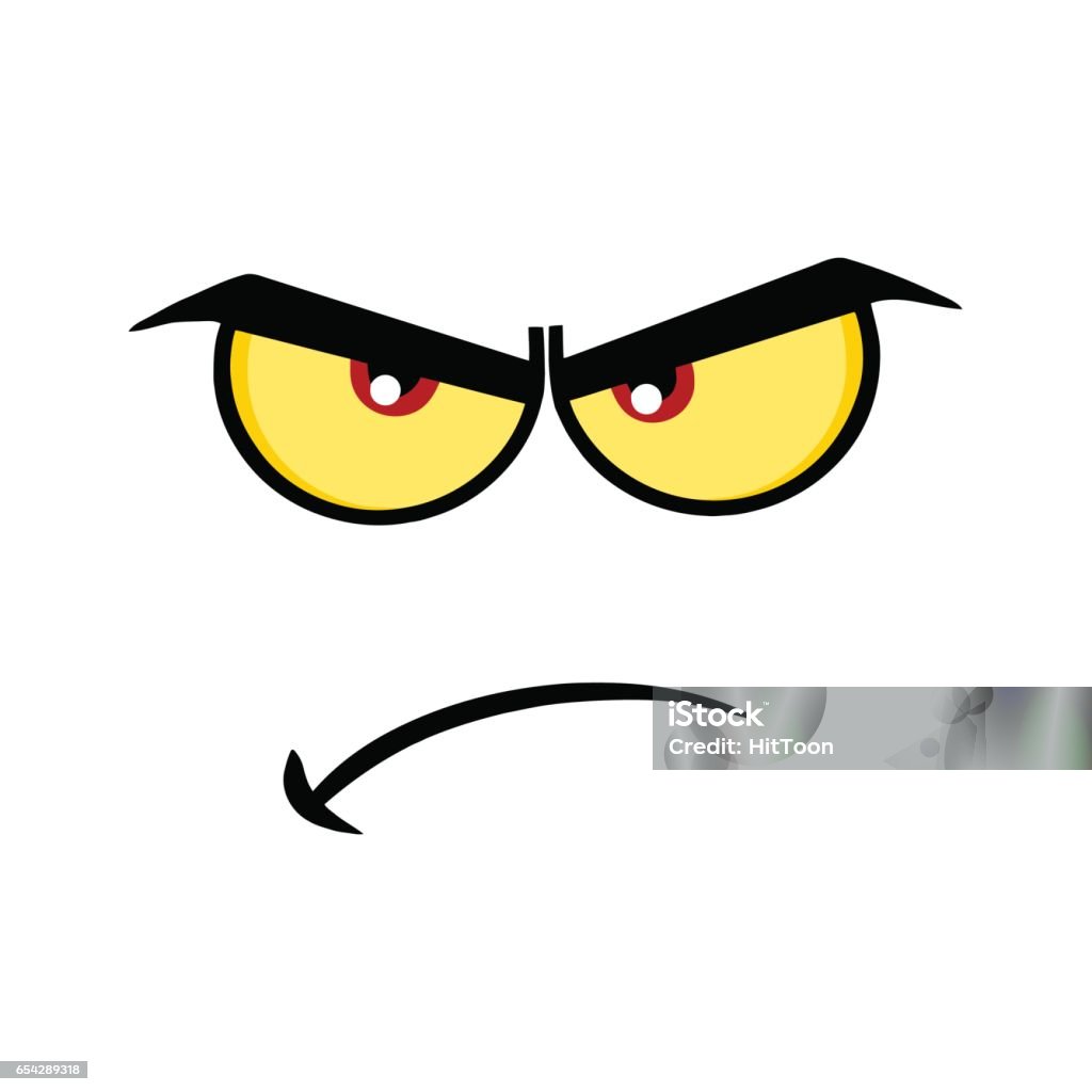 Angry Cartoon Funny Face With Grumpy Expression Stock Illustration ...
