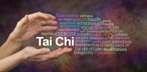 tai chi word cloud - tao imagens e fotografias de stock