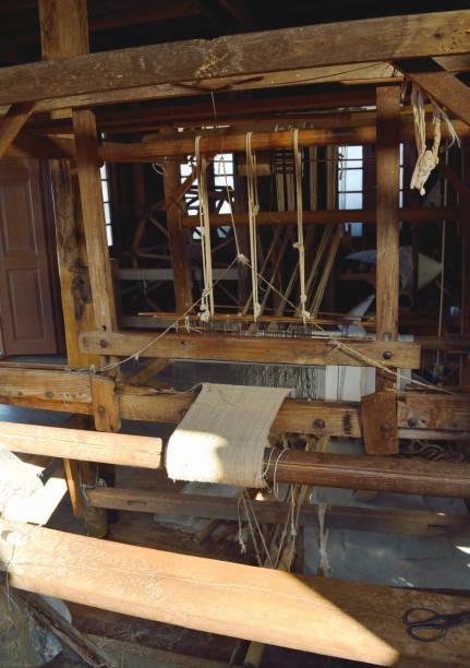 istock Traditional loom and silk thread on the warp for cloths 654293904