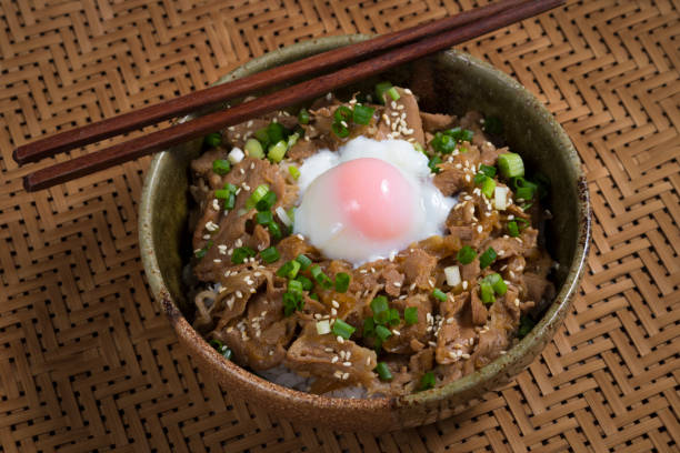 istock Japanese food rice with slice pork and egg, Butadon 654297548