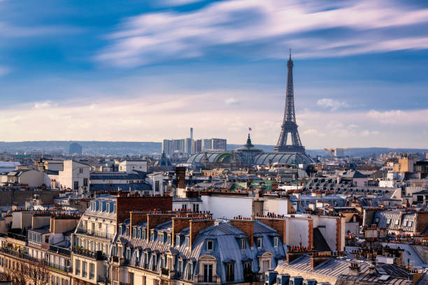 istock Paris rooftops. Eiffel Tower, Paris, France 654302712