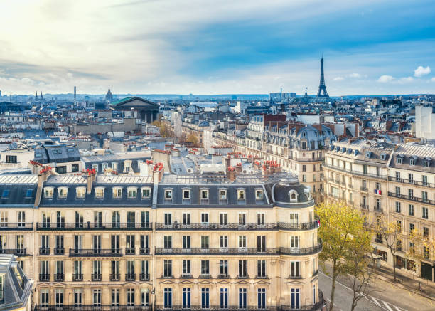 istock Paris rooftops. La Madeleine and Eiffel Tower, Paris, France 654303124