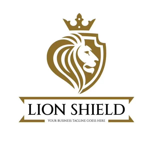 Vector illustration of Lion shield logo