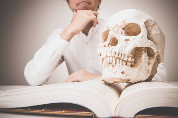 Human skull with Japanese men