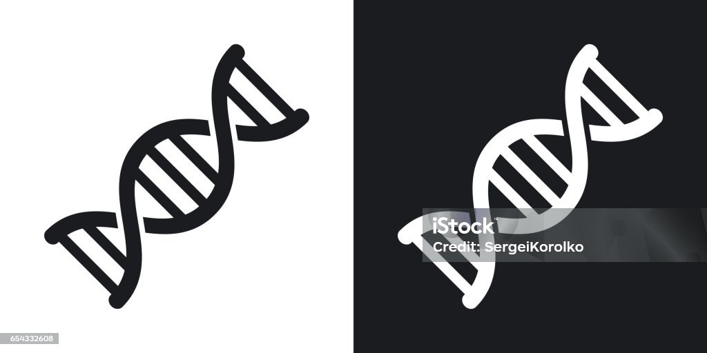 Vector DNA icon. Two-tone version on black and white background DNA stock vector