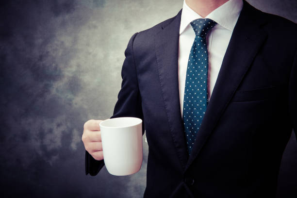 White coffee cup, Japanese businessman