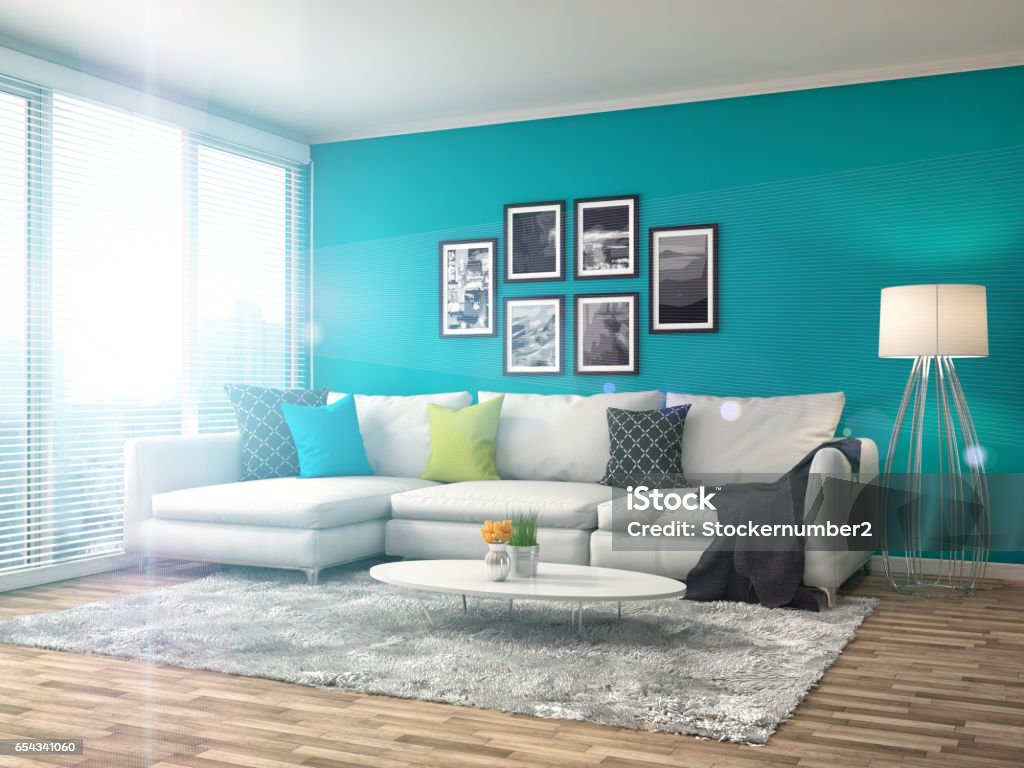interior with sofa. 3d illustration Living Room Stock Photo