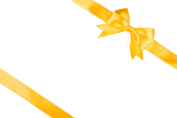 istock single gift bow, golden satin, with cross ribbons 654349660