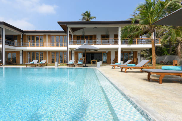 istock Water surface of swimming pool outside luxury hotel 654350426