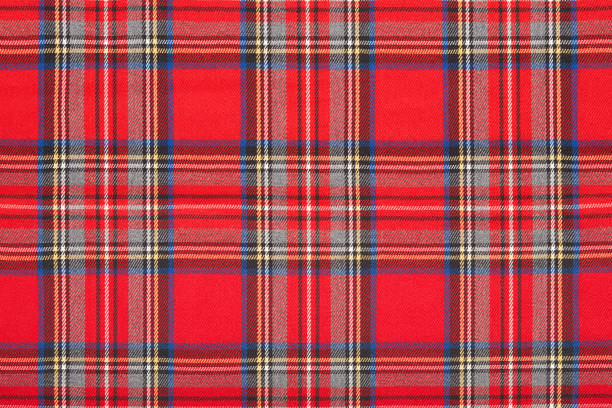 istock Red tartan scottish fabric texture background 654357294