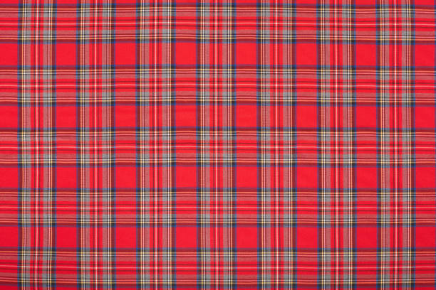istock Red tartan, scottish fabric texture background 654357576
