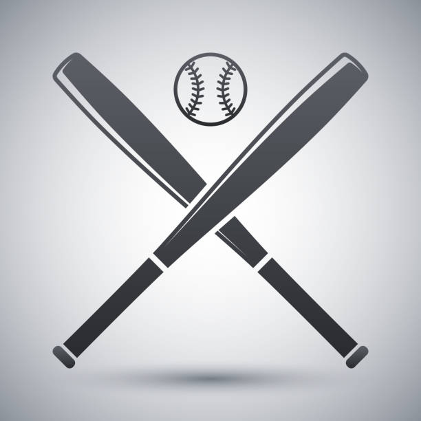 illustrations, cliparts, dessins animés et icônes de vecteur icône et balle de base-ball de l'équipe de baseball - batte de baseball
