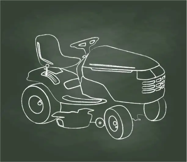 Vector illustration of Chalkboard Lawn Mower