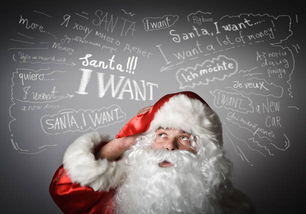 istock Santa Claus suffering from headache and many wishes 654385986